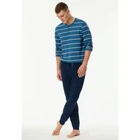 Schiesser Schlafanzug Casual Nightwear (2 tlg) Knopfleiste, Bindeband, Langarm, Baumwolle, Single Jersey