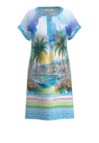 Bianca - Bedrucktes Sommerkleid blau - Gr. - 42
