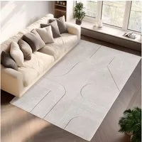 Jimri Teppich COSY - Skandinavischer Boho Geometrisch Modernerteppich Unifarben, Rechteckig, Höhe: 12 mm, Hoch-Tief-Effekt, Kurzflor