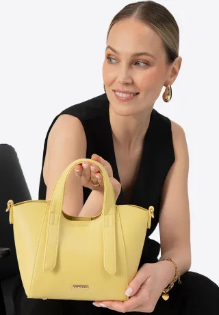 Wittchen Mini-Etui für Damen aus gelbem Kunstleder mit herausnehmbarem Beutel