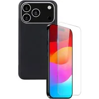 Wigento Handyhülle Für Apple iPhone 17 Pro Max Silikon TPU Hülle Schwarz + 9H Hart Glas, Produktset TPU Hülle mit Hart Glas