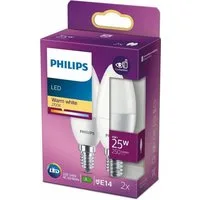 Philips LED-Leuchtmittel 2er Pack Philips LED E14 B35 4W = 25W Kerzenform 250lm 230V Warm 2700K, E14, Warmweiß