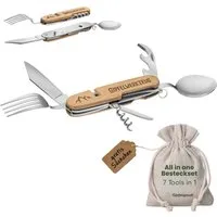 Gipfelgaudi Taschenmesser All-in-One Camping Besteck: ideal zum Wandern, Picknick & mehr, (2 St., teilbar), Teilbar in zwei Hälften, Robust, Plastikfrei