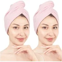 HAMMETEX Turban-Handtuch 2er Set Haarturban Damen, 100% Baumwolle, Flauschig & Schnelltrocknend, Frottier (Set, 2-St), Uni-Farben, weich