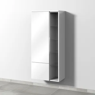 Sanipa 3way Stauraumschrank mit 1 Tür, 1 Auszug und offenen Fächern, Weiß-Glanz BS18278