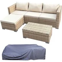 SVITA Loungeset QUEENS, (Set, 6-tlg., Garten-Lounge), modular stellbar, breite Armlehnen, mit Abdeckhaube, Beige