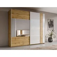 OTTO home Kleiderschrank Fabellaa mit Spiegel, 8 Einlegeböden und 2 Kleiderstange Garderobe mit 2 Schwebetüren und Spiegel, BxHxT 200x218x66,5 cm