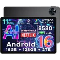 DOOGEE U11 Android Tablet 11 Zoll, 8580mAh, 4GB+128GB/2TB, Gemini AI, 90Hz Tablet (11", 4 GB, Android 16, Android 15,13MP+5MP,Octa-Core Tablets PC 2.4G/5G WLAN /Face ID)