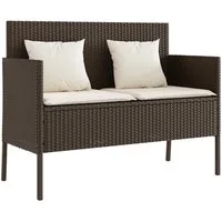 vidaXL Gartenbank Gartenbank mit Kissen Braun Poly Rattan (1-St)