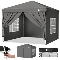SUNULA Faltpavillon 3x3 m Gartenpavillon mit 4 seitenteilen wasserdicht, mit 4 Seitenteilen, (inkl. 4 Seitenteile), Wasserdicht Faltpavillon, Winterfest Pavillon Pop Up Partyzelt