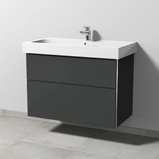 Sanipa 3way Waschtischunterbau zu Geberit iCon Waschtisch mit 2 Auszügen, Graphit-Matt BP6521B