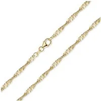 Materia Collierkettchen Singapurkette Gelbgold gedreht für Damen 3mm K14, Sterlingsilber, vergoldet