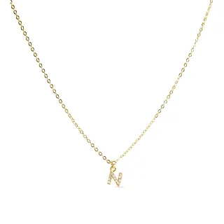 Luxenter Halskette mit glänzendem Zirkonia 18k Gold-Finish - Alphabet