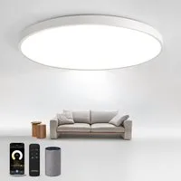 JDONG Deckenleuchte kompatibel mit Alexa Google Home Wifi, Ultra Dünn Ø50x4CM Flach Runde Deckenlamp, Dimmbar mit Fernbedienung 3000K-6500K, für Flur Wohnzimmer Schlafzimmer Büro Balkon