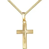 JEVELION Kreuzkette mit Diamantschliff Kreuzanhänger 333 Gold - Made in Germany (Goldkreuz, für Damen und Herren), Mit Kette vergoldet- Länge wählbar 36 - 70 cm oder ohne Kette.