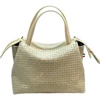 FLORENCE Handtasche Florence Damen Handtasche Echtleder beige (Handtasche), Damen Handtasche Leder, beige ca. 30cm x ca. 23cm hoch