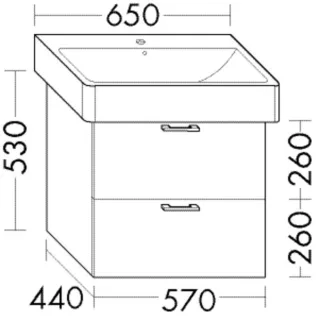 Burgbad Waschtischunterschrank Sys30 PG3 Diago 530x570x440 Weiß Hochglanz, WXGU057F1507 WXGU057F1507