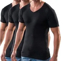 HERMKO Unterziehshirt 4880 (Pack, 3er) kurzarm Shirt V-Neck, 100 % Bio-Baumwolle, körpernahe Passform