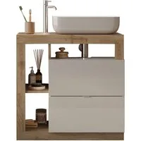 welltime Waschtisch Hamburg, 2 Schubkästen, Breite 79 cm, Soft-Close, inkl. Keramik-Aufsatzbecken