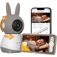 TWUFY Babyphone 5 Zoll WLAN Video babyfone PTZ 355° Babyphone mit Kamera 2K/3MP, IR-Nachtsicht, Automatische Verfolgung,Temperaturanzeige, Weinen/Bewegungs/Geräuscherkennung,unterstützt Mobile App Steuerung, Präzisere Warnungen,Schlafmodus&Schreierke