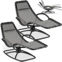 tectake Gartenliege ergonomische Kippliege, 77 x 170 x 83 cm, 120 kg Belastbarkeit, Sonnenliege Toulon, 2 St., in grau, bequeme Schaumstoffpolsterung, atmungsaktiv, wasserabweisend