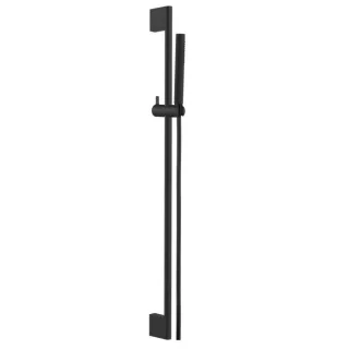 Herzbach Deep Black Wandstangenset 23.690276.1.12 mit Stabhandbrause Messing, schwarz matt, 900mm