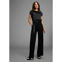 Laura Scott Jumpsuit aus glänzendem Satin, mit bequemer Jersey-Hose, figurbetonte Passform