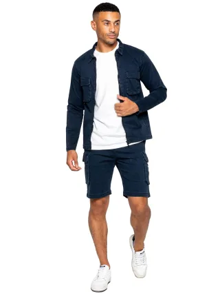 Enzo | Herren Cargo-Trainingsanzug mit Shorts Set - Navy