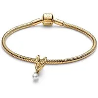 Pandora Perlenarmband 21118, Starter-Set Damenarmband Goldfarben Gewickeltes Herz