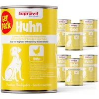 Supravit Nassfutter für Hunde 6 x 820g Dosen - Schmackhaftes Hundefutter nass Huhn, Nassfutter für: Hund
