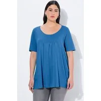 Ulla Popken T-Shirt T-Shirt Zierfalten A-Linie Rundhals Halbarm Modal