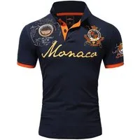 Amaci&Sons Poloshirt Monaco 2.0 Poloshirt mit Stickerei Herren Basic Kontrast Monaco Stickerei Kurzarm Polohemd T-Shirt