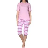 Normann Pyjama Normann Damen Capri-Pyjama kurzarm – Katzen-Optik – auch in Übergröße