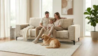 OTTO home 3-Sitzer "OLAND, B: 224 cm - Skandi-Design" Struktur, Flachgewebe, Luxus-Microfaser, Boucle