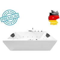 Basera® Whirlpool-Badewanne PREMIUM Indoor Whirlpool Badewanne Naxos, (Komplett-Set), mit 24 Massagedüsen, Heizung, Wasserdesinfektion, Bodenansaugung, W...