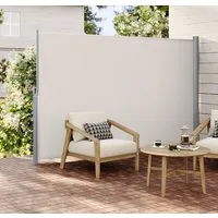 SONGMICS Seitenmarkise ausziehbar, Sichtschutz, balkon terrasse, Windschutz (Sonnenschutz, inkl. Zubehörpaket & Anleitung) Alu, 4 meter, Balkon, mitgelieferte Bodenhalterung