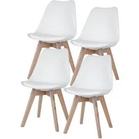 etc-shop Stuhl, Esszimmerstühle Eiche weiß Schalenstühle 4er Set Küchenstühle