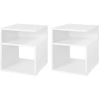 EUGAD Nachttisch (2-St., Set), Beistelltisch mit 2 offene Fächer