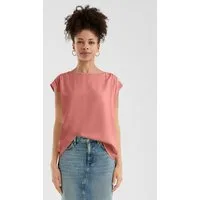 QS Kurzarmbluse Bluse Lockere Viskosebluse mit Spitzeneinsatz