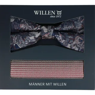 Willen - Schleife und Einstecktuch,Schleife blau,Schleife Hochzeit,Schleife Anzug,Schleife Hemd dunkelhimbeere - Gr. - OS