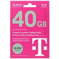 Telekom MagentaMobil Prepaid L Simkarte mit 15 € Startguthaben Prepaidkarte, (EU-Roaming inkl. CH/GB, 15 € Startguthaben)
