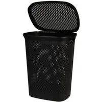 Mojawo Wäschewanne Wäschekorb Wäschebox Wäschetruhe mit Deckel Schwarz 60L