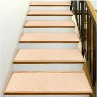 BlingBin Stufenmatte Treppenstufen Matten,Teppich-Treppenläufer Selbstklebend Innen 15Stück, Rechteck, Höhe: 5 mm, Antirutsch Zuschneidbar Wiederverwendbar für Kinder,Senioren& Haustiere