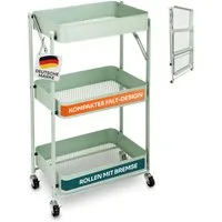 Gardissimo Beistellwagen klappbar mit 4 Rollen aus Metall, (komplett-Set), Rollwagen Küchenwagen Nischenregal Servierwagen