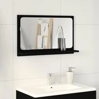 vidaXL Badspiegel, Spiegelablage mit Regal Schwarz Eichen-Optik 60 x 10,5 x 37 cm