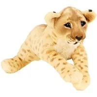 Geschenkestadl Kuscheltier Plüschtier Löwenbaby – 60 cm Löwenjunges, naturgetreu, weich Wildlife (1-St), Formstabiler Kopf weicher Körper braun gefleckte Felloptik