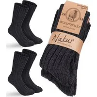 BRUBAKER Socken Wollsocken - Wintersocken für Damen und Herren - Warm und Flauschig (2-Paar) Stricksocken Set mit Schafwolle - Winter Thermosocken