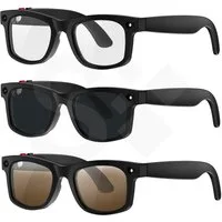 SOONTEC Sonnenbrille SOONTEC S2 MAX Smart AI Brille, 4K Kamera & KI-Übersetzung, 32GB (ENC-Geräuschunterdrückung, 3-in-1 Wechselglas-Set - Transparent, Braun, Schwarz) polarisierter Sonnenschutz-Gläser