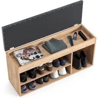 KOMTO Schuhbank Mit Sitzfläche Schuhregal Bank mit Stauraum Schuhschrank mit Sitzbank, für 6 bis 8 Paar, Spanplatte, Sofia 100 x 48 x 32 cm