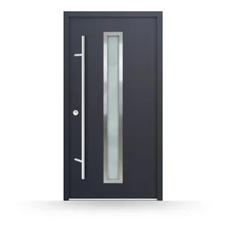Stahltür mit Glas, Anthrazit, 1000 x 2000 mm, DIN links nach innen öffnend, Stahl-Aluminium, Modell Rosenheim, online konfigurierbar